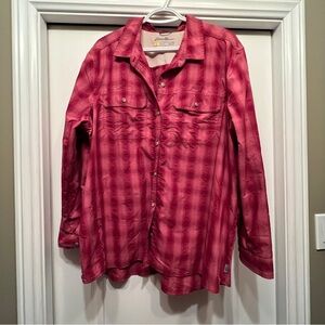Eddie Bauer Pink Plaid Shirt 2XL